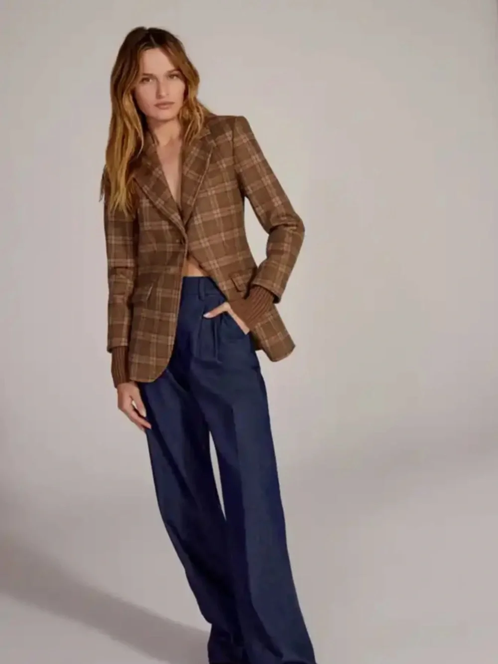 Favorite Daughter The City Plaid Layered Blazer, size xs